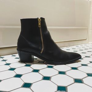 Hudson Black Leather Zip Heeled Ankle Boots sz 41